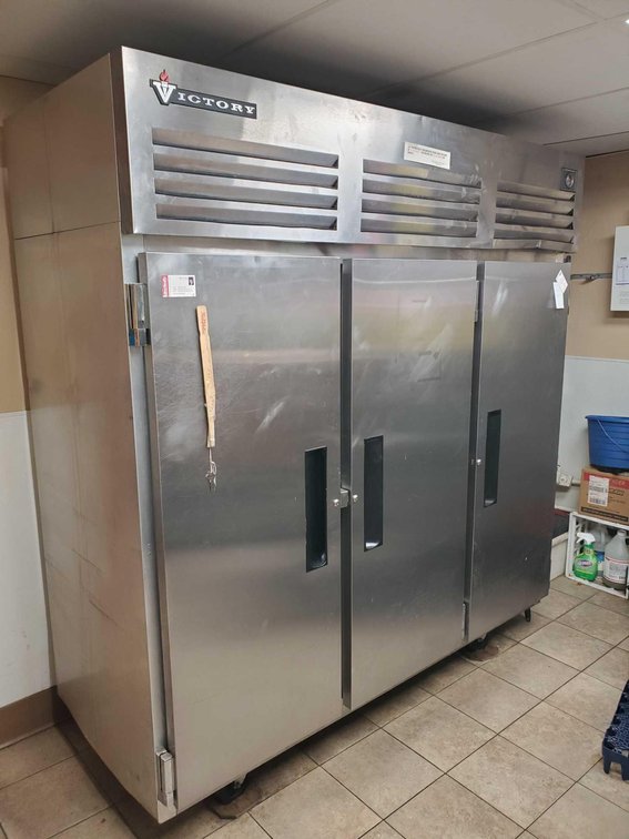 VICTORY COMMERCIAL REFRIDGERATOR, NSF RATED, WORKING CONDITION (78"W X 83"H X 33"D) (NO CONTENTS)