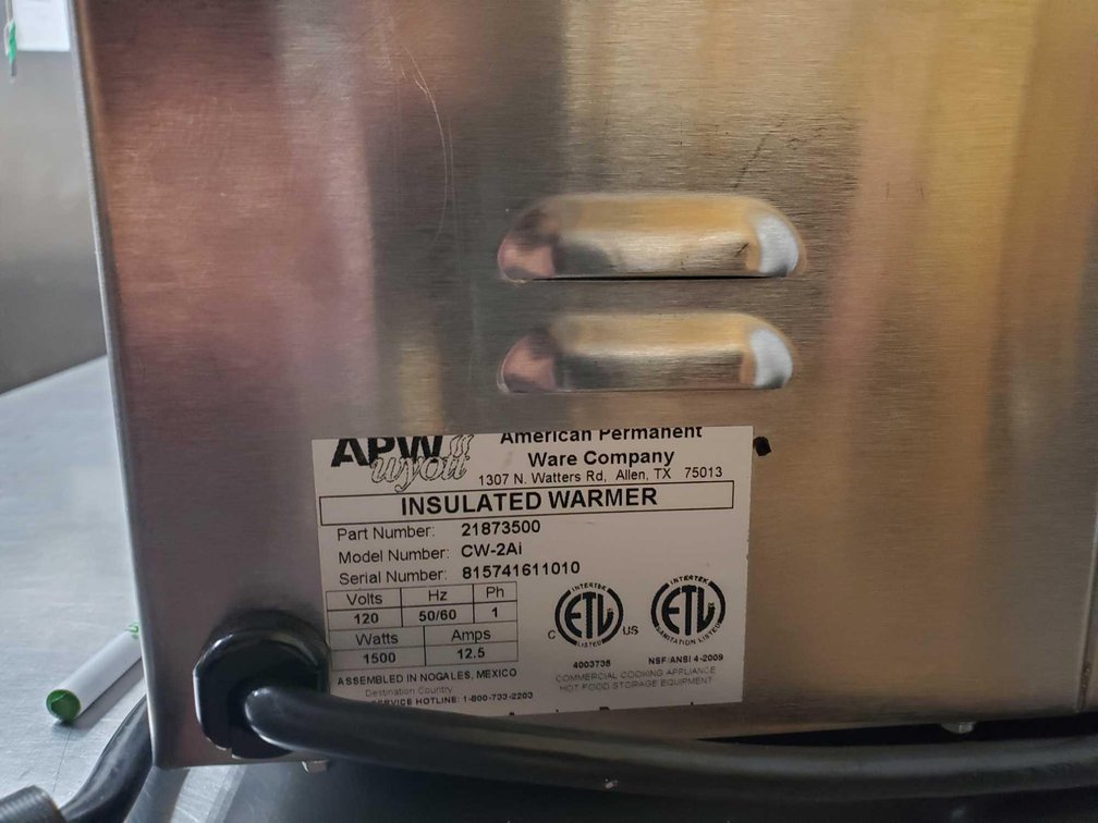 APW WYATT STEAM TABLE, NSF RATED, WORKING CONDITION (22"W X 10"H X 14"D)