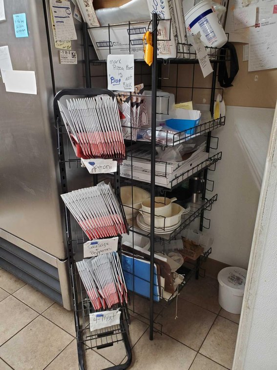 (3) METAL STORAGE SHELVES (NO CONTENTS)