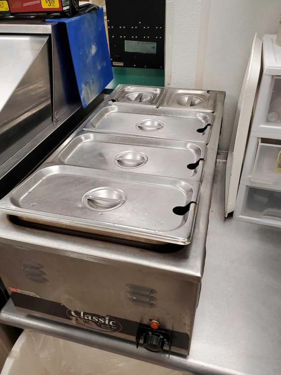 APW CLASSIC STEAM TABLE, NSF RATED, WORKING CONDITION (30"W X 10"H X 15"D)