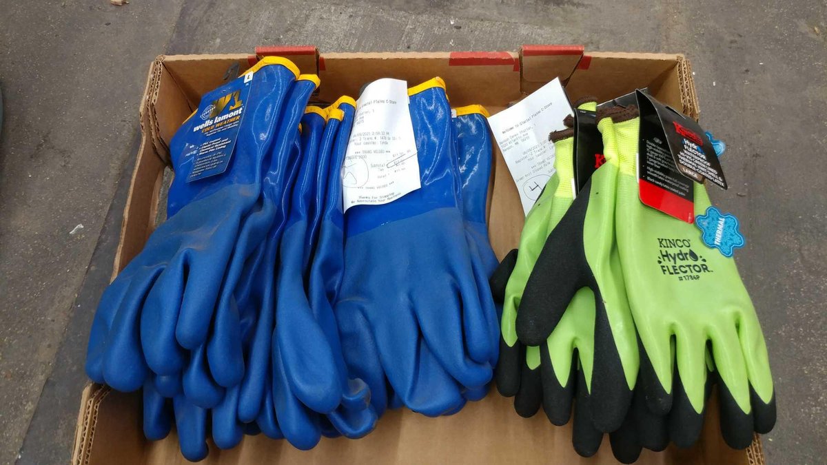 (5) L PVC COATED GLOVES AND (4) L KINCO LATEX COATED GLOVES