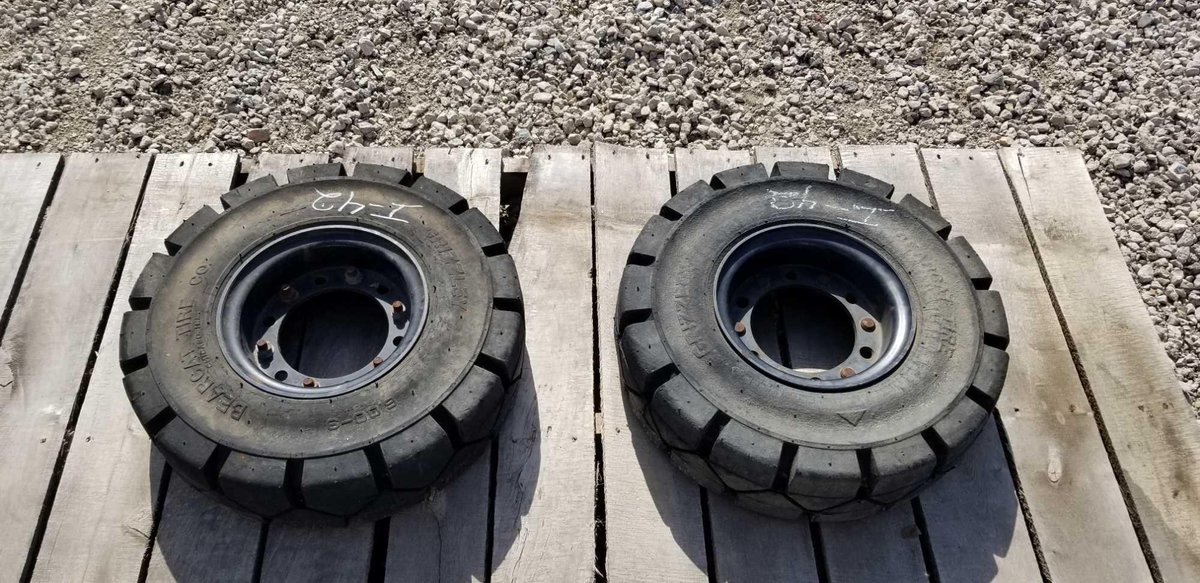 (I-42) (2) FORK LIFT TIRES (GET SIZE )!!!!