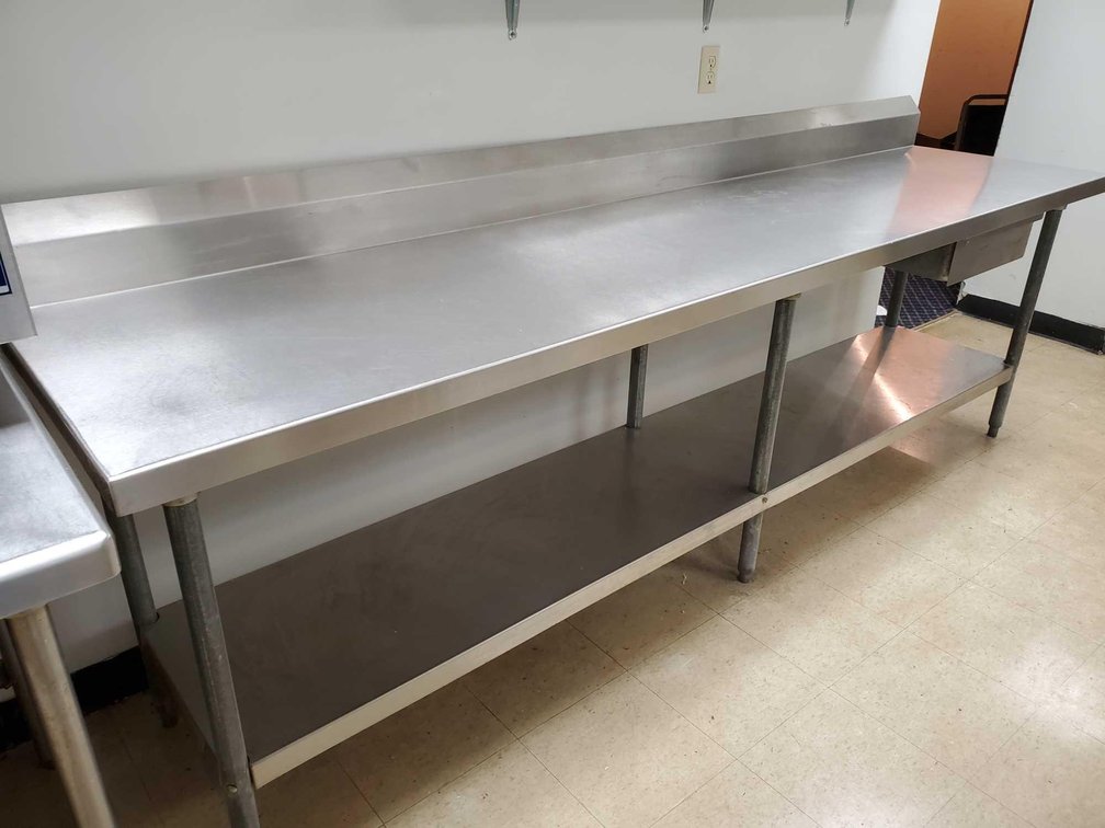 NSF RATED COMMERCIAL FOOD PREP TABLE W/DRAWER (108"W X 34"H X 26"D)