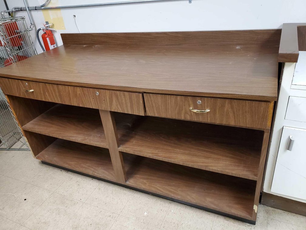 WOODEN SHELF/STORAGE CABINET (72"W X 36"H X 30"D)