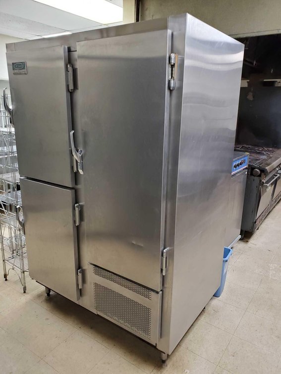 GLENCO GUARDIAN REFRIGERATOR, NOT OPERATIONAL, USED AS EXTRA STORAGE (51"W X 76"H X 36"D)
