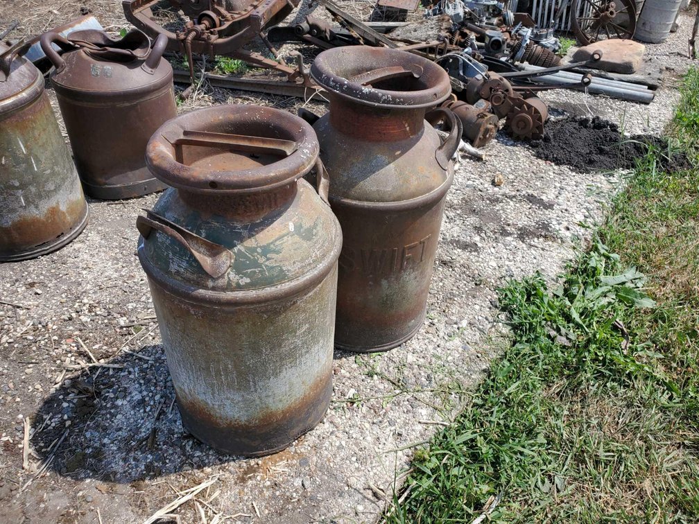 (2) ANTIQUE CREAM CANS