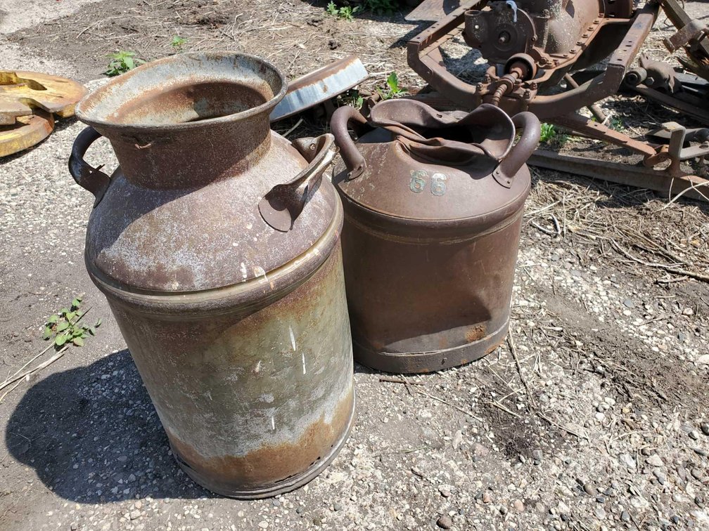 (2) ANTIQUE CREAM CANS