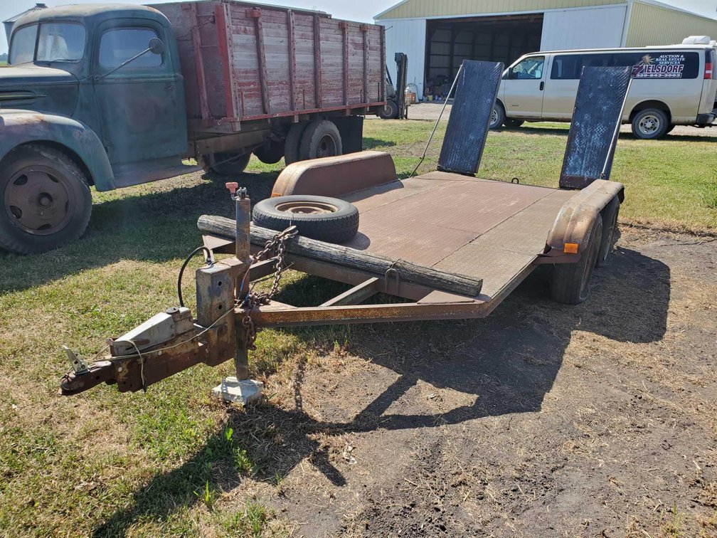 TANDEM CAR TRAILER, 12' STEEL DECK W/RAMPS