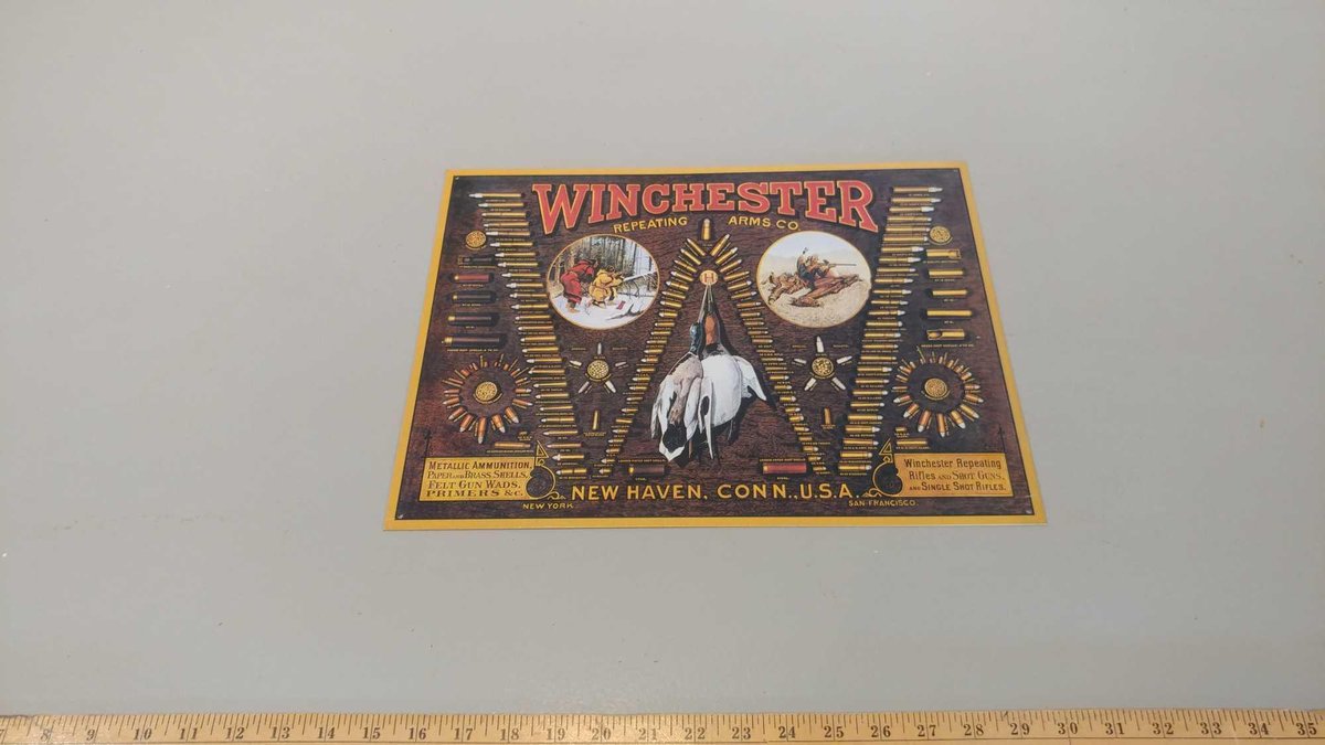 WINCHESTER ARMS CARTRIDGE TIN SIGN