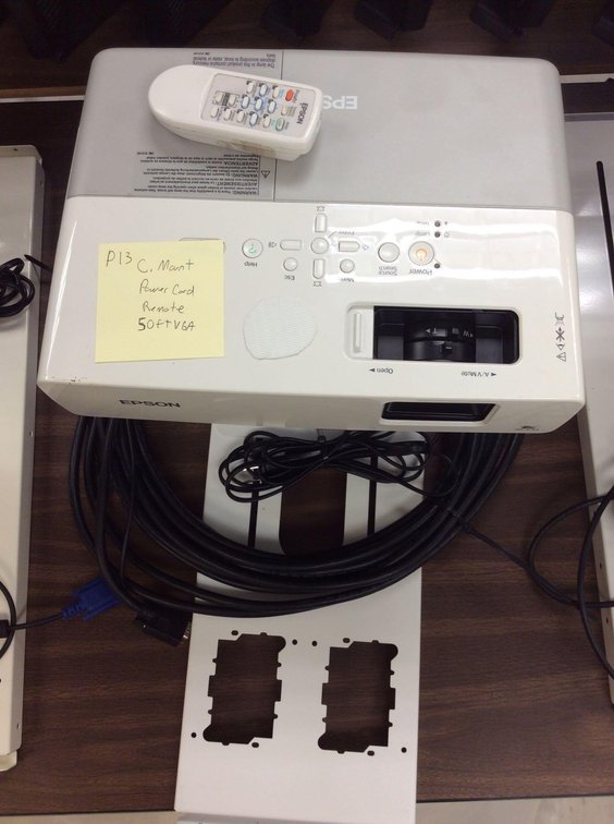 (P13) EPSON POWERLITE 83+, KM3F9X2386L, POWER CORD, CEILING MOUNT, REM 50’ VGA
