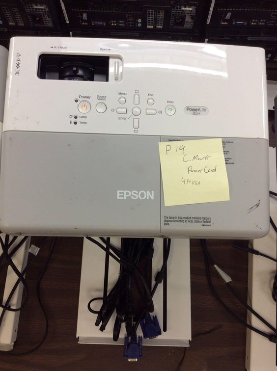 (P19) EPSON POWERLITE 83+, KM3F841246L, POWER CORD, CEILING MOUNT, 4’ VGA
