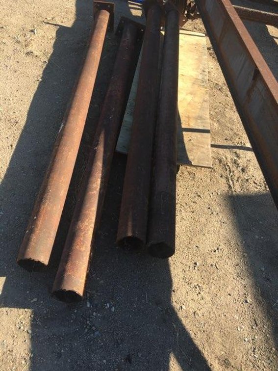 (I-205) (4) 5 1/2 DIAMETER, 5/16TH WALL THICKNESS, 8 FT 6 IN LONG WITH BOTH 5/8TH PLATE 8"X10"  (LOC
