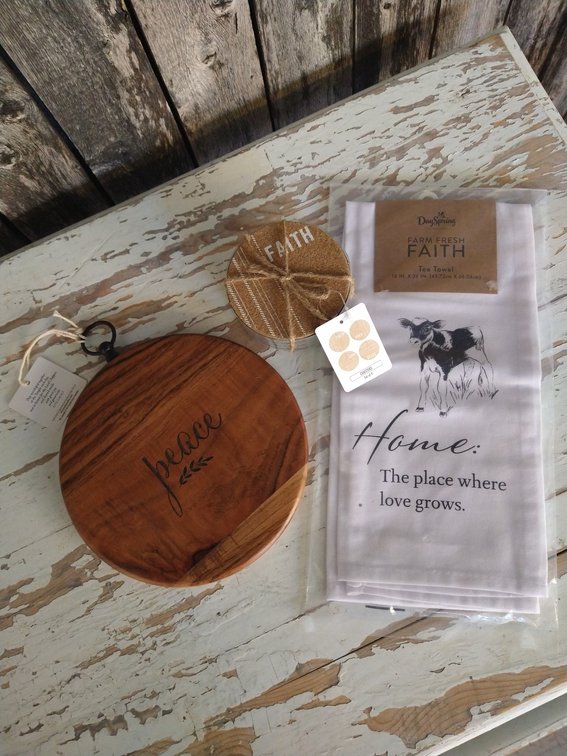 Tea Towel, Trivet, and Coasters