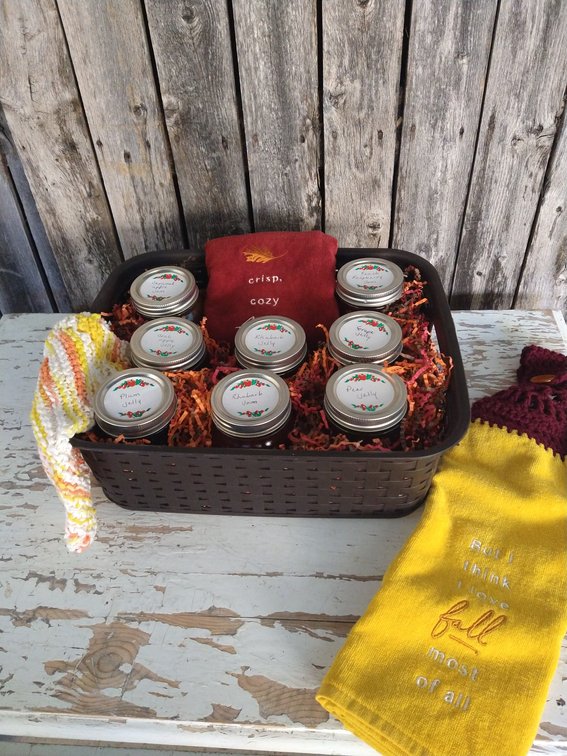 Jam and Jelly Basket, and Fall Towels