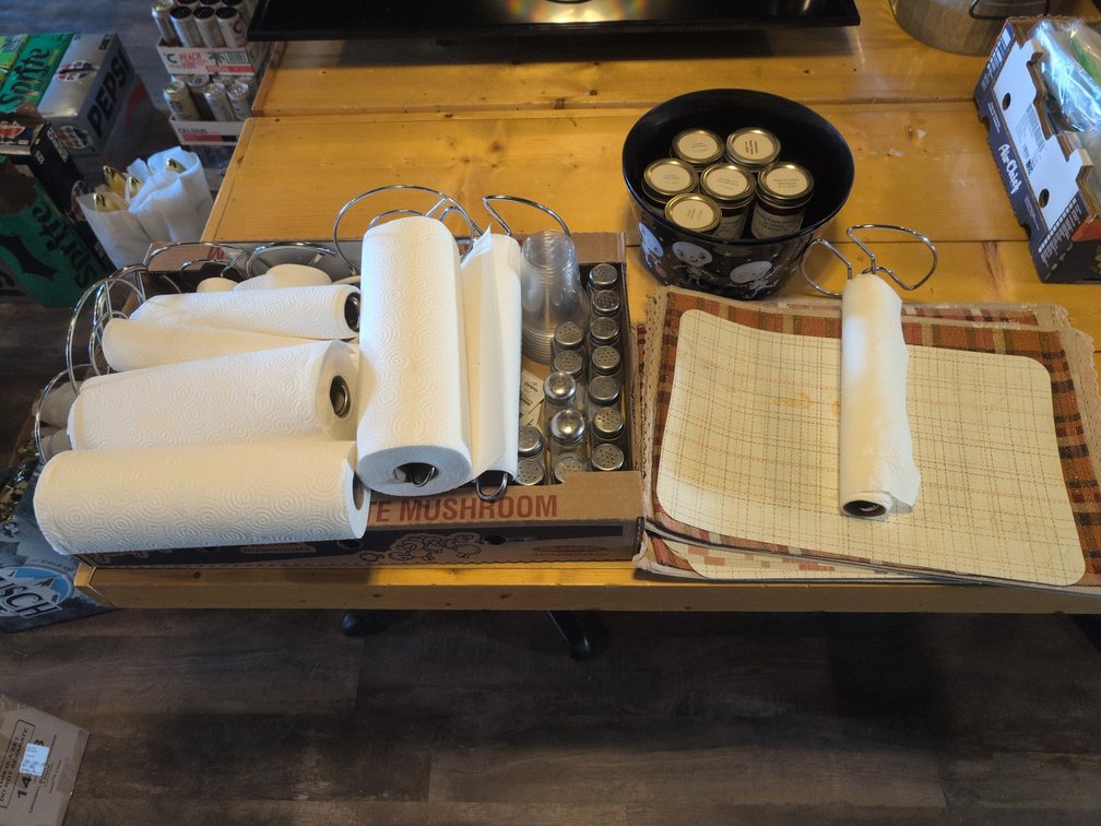 PAPER TOWELS, TABLE MATS, S&P SHAKERS, AND MORE