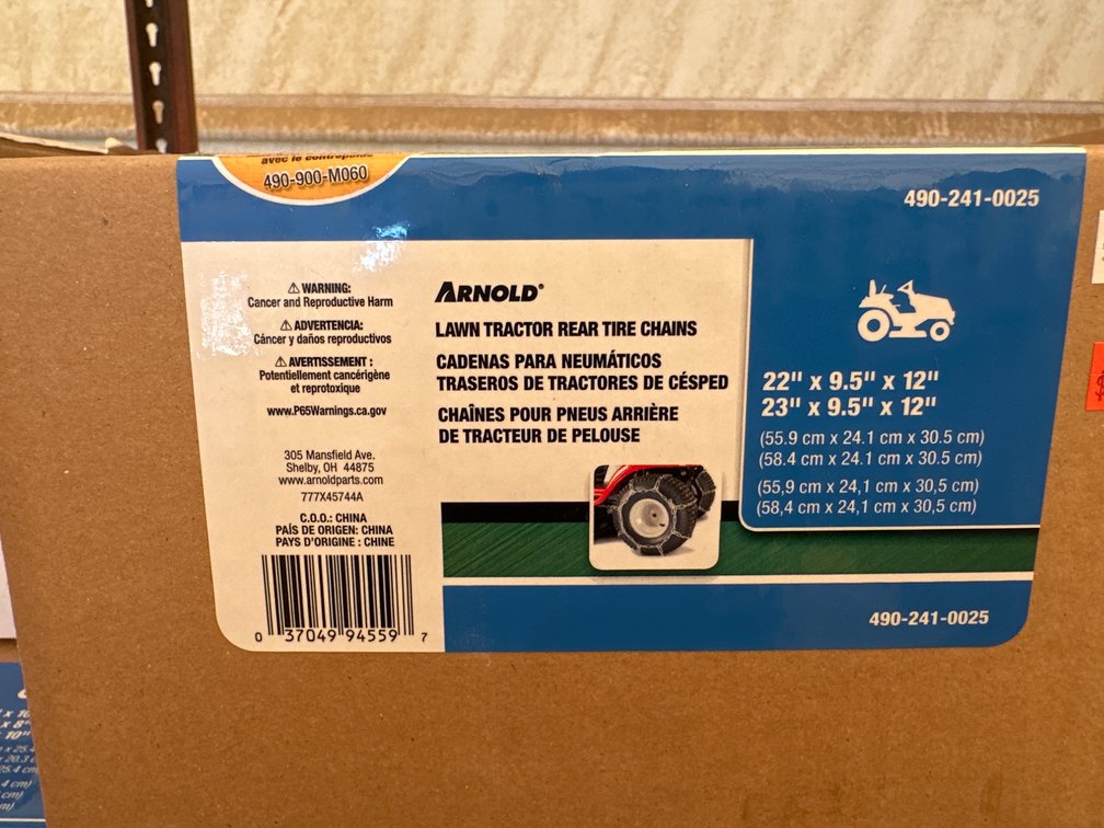LAWN MOWER TIRE CHAINS ARNOLD PART #490-241-0025 SEE PHOTOS FOR FITMENT 