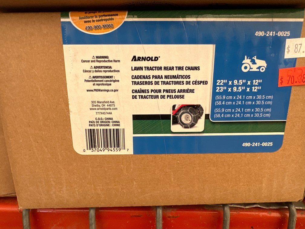 LAWN MOWER TIRE CHAINS ARNOLD PART #490-241-0025 SEE PHOTOS FOR FITMENT 