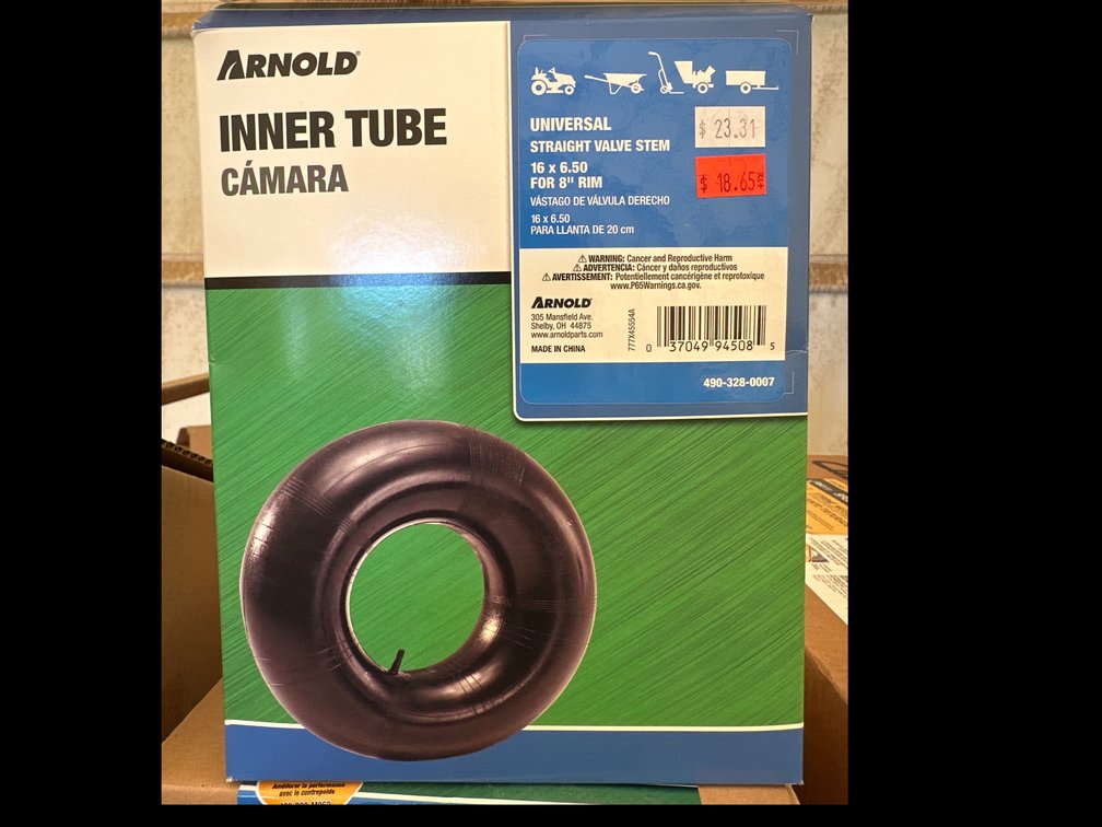 ARNOLD TIRE INNER TUBE 16X6.5 8" RIM 