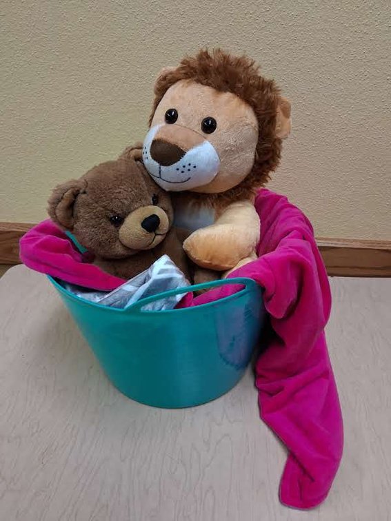 2 STUFFED TOYS AND BLANKET