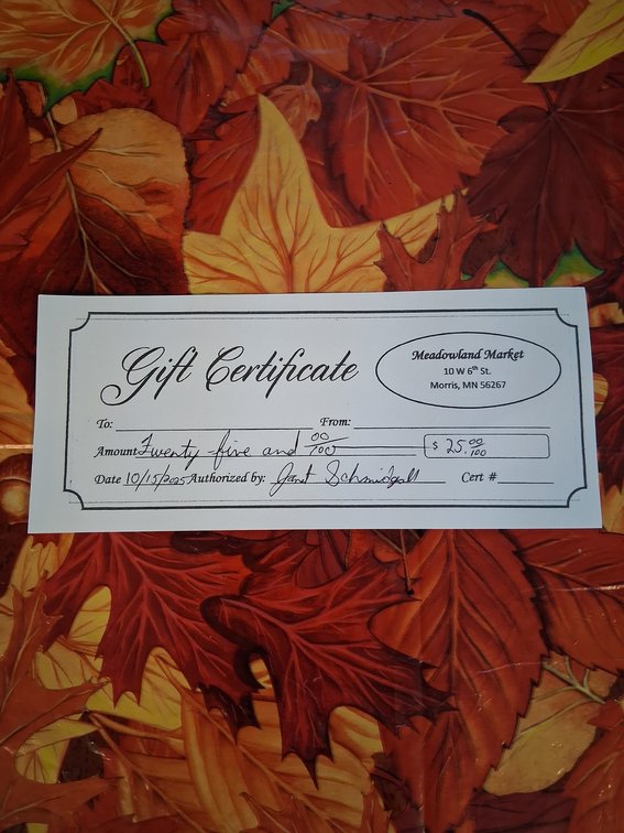 MEADOWLAND MARKET $25 GIFT CARD