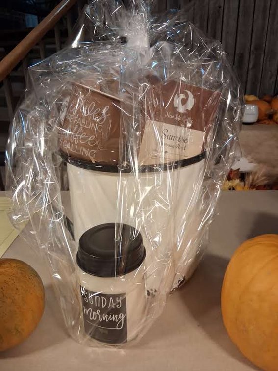 COFFEE BASKET AND CANDLE