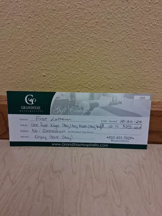 1 NIGHT STAY AT GRANDSTAY HOTEL
