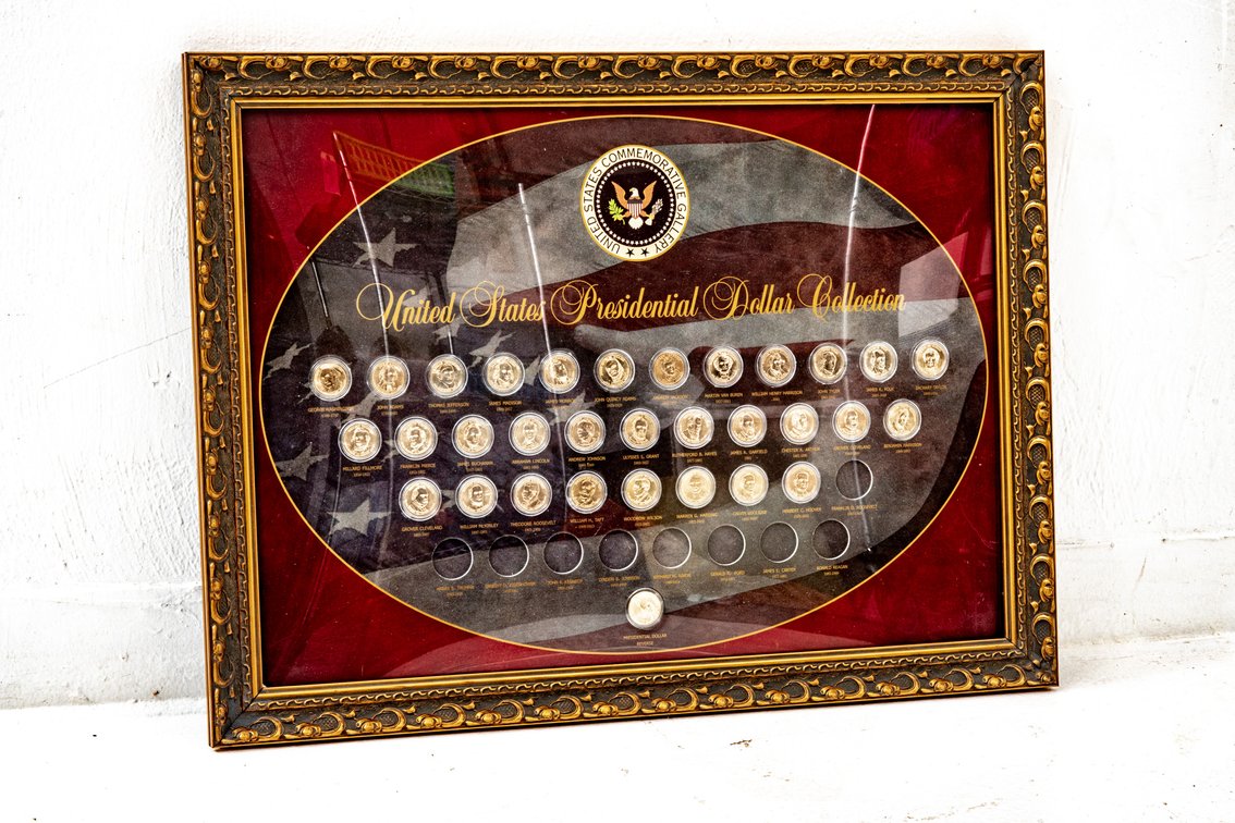 Presidential Dollar Collection In Display Frame