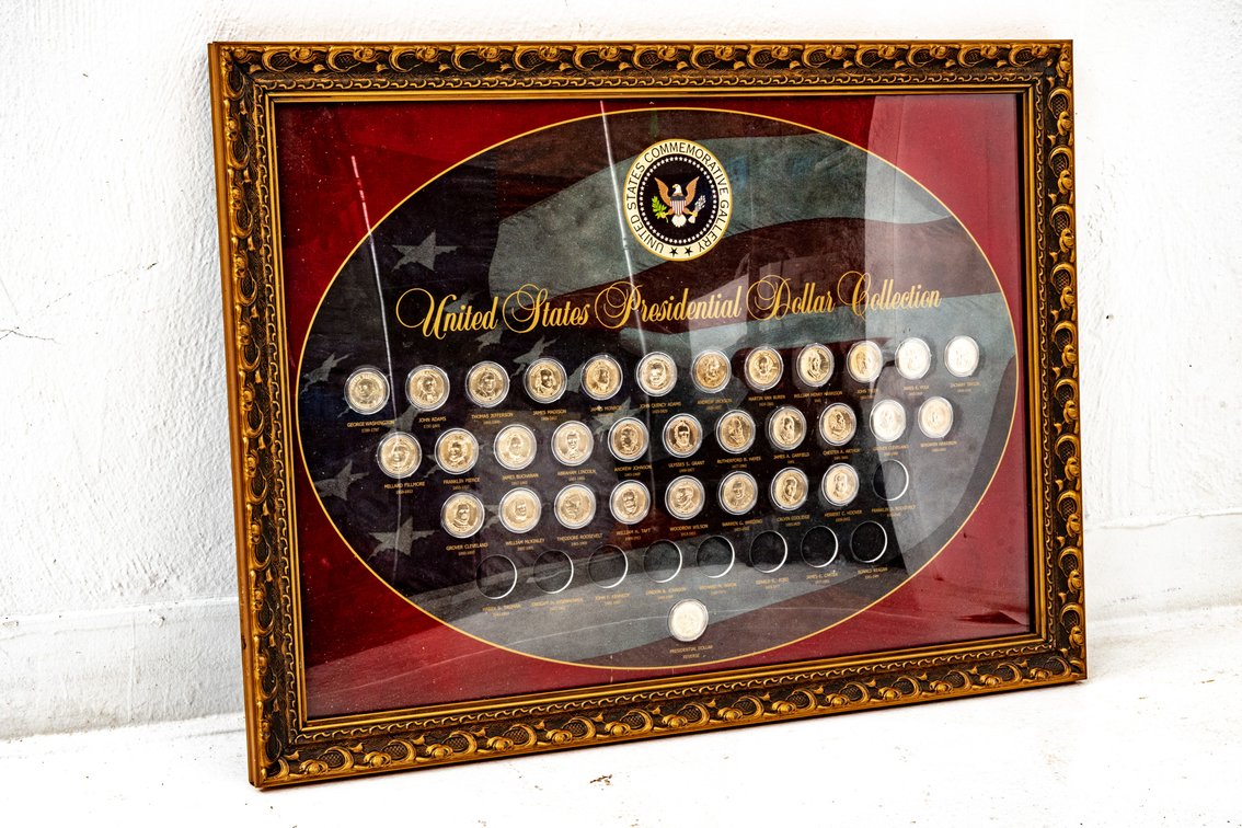 Presidential Dollar Collection In Display Frame