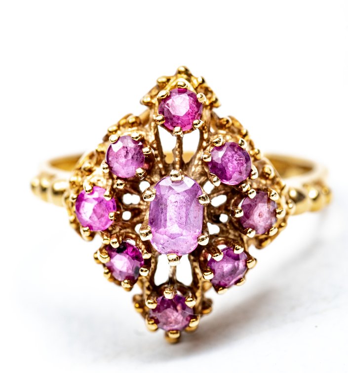 14k Gold Ring w/ Ruby Cluster