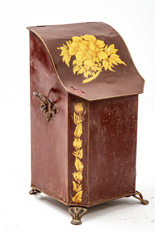 Brown Toleware Coal Scuttle Box