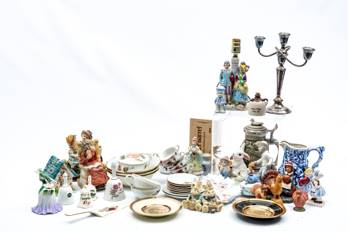 Estate Lot - Figurines, Silver Plate Candelabra...