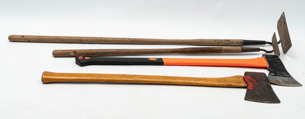 2 Axes and 2 Garden Hoes