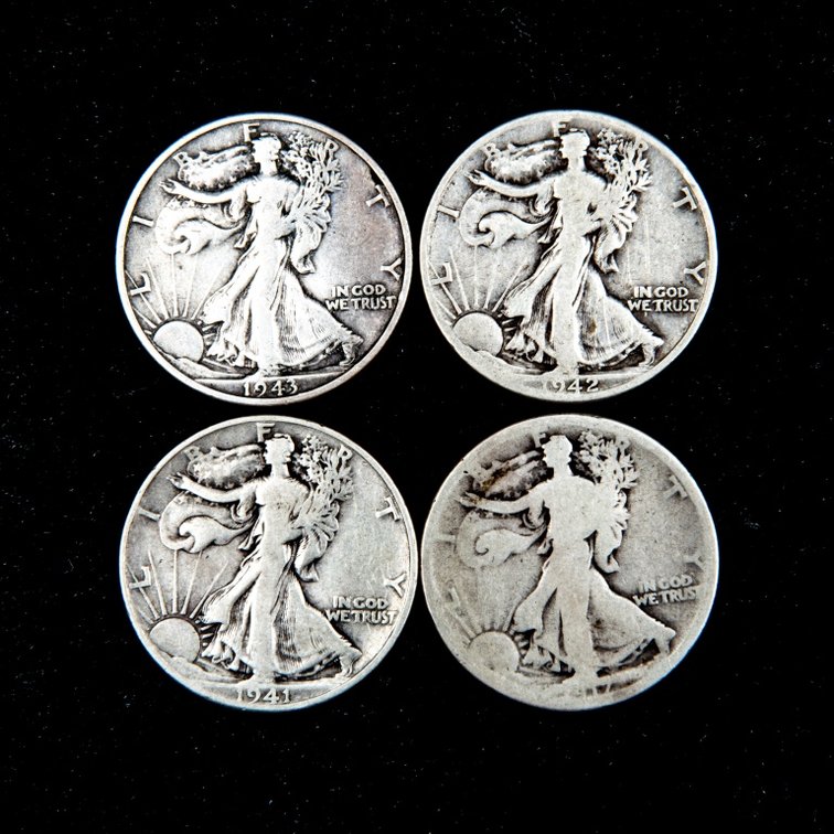 4 x Walking Liberty Half Dollars