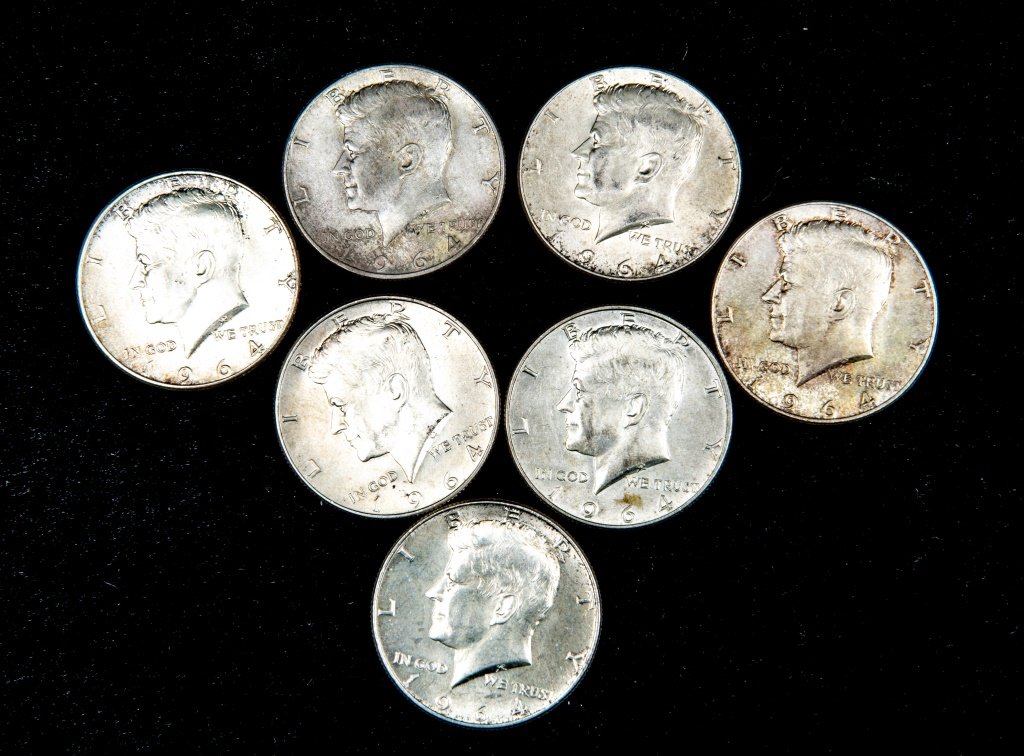 7 x 1964 Kennedy Half Dollars