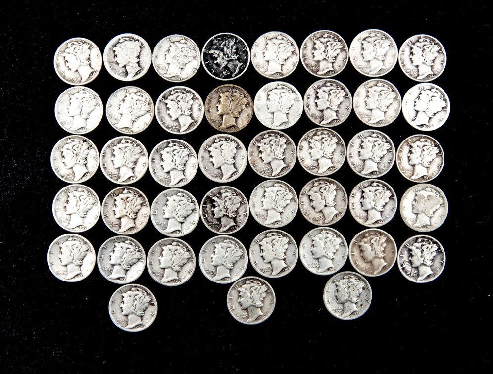 43 x Silver Mercury Dimes