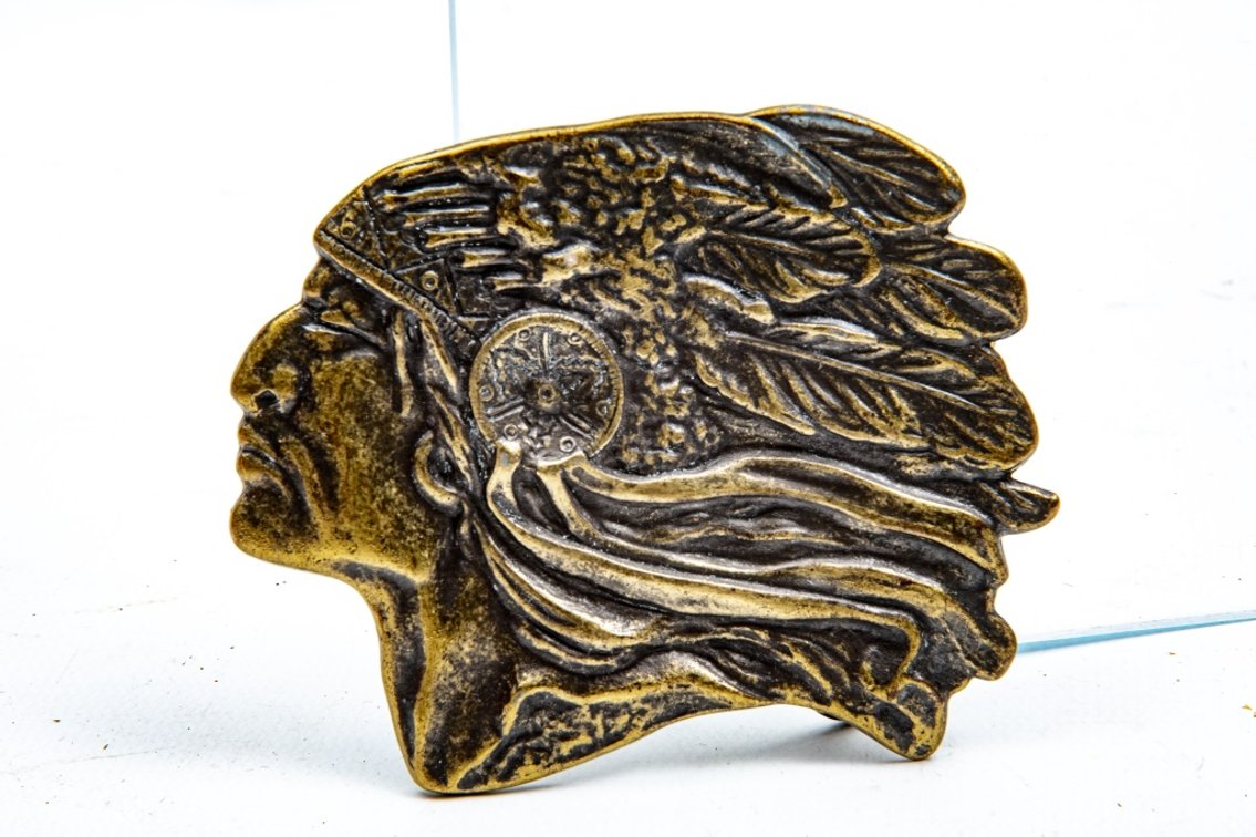 Brass Native American Chief Belt Buckle