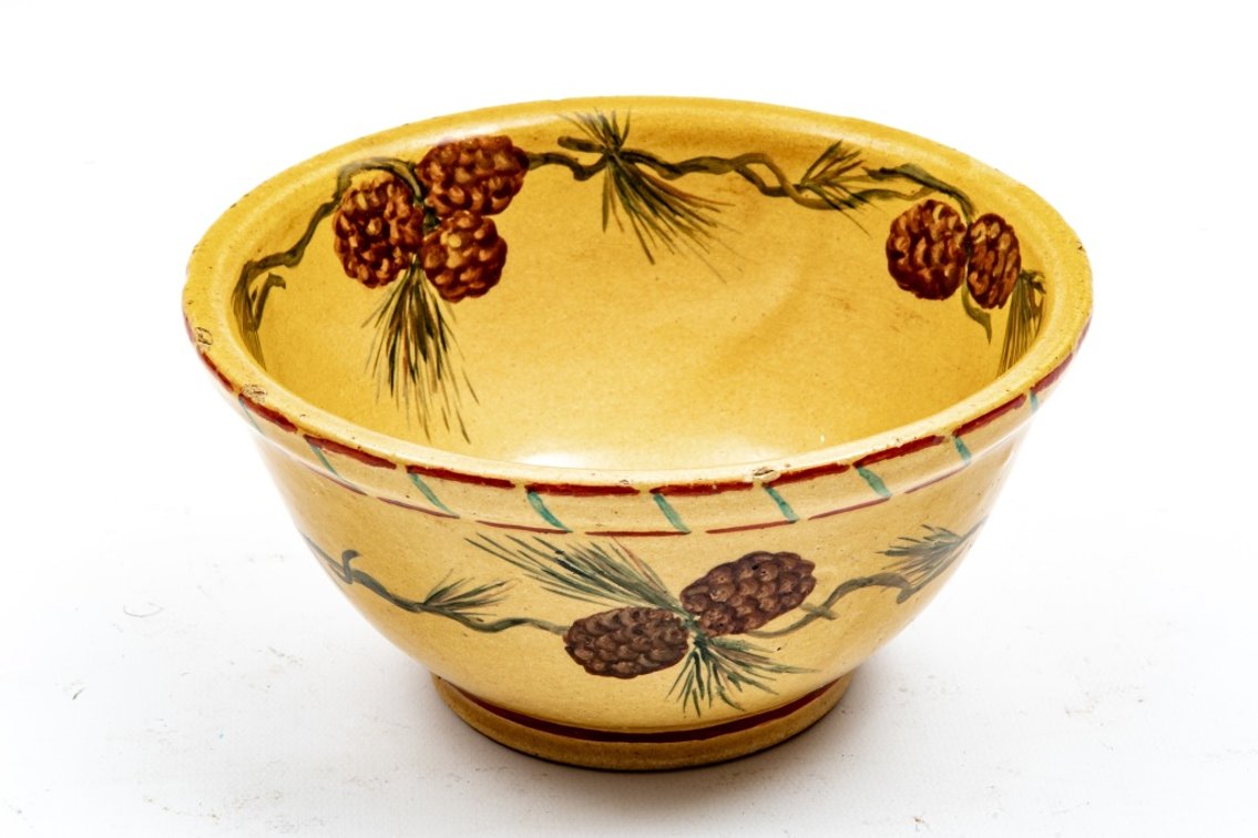 Rare Hand Painted & Signed Yellow Ware Bowl - 1928