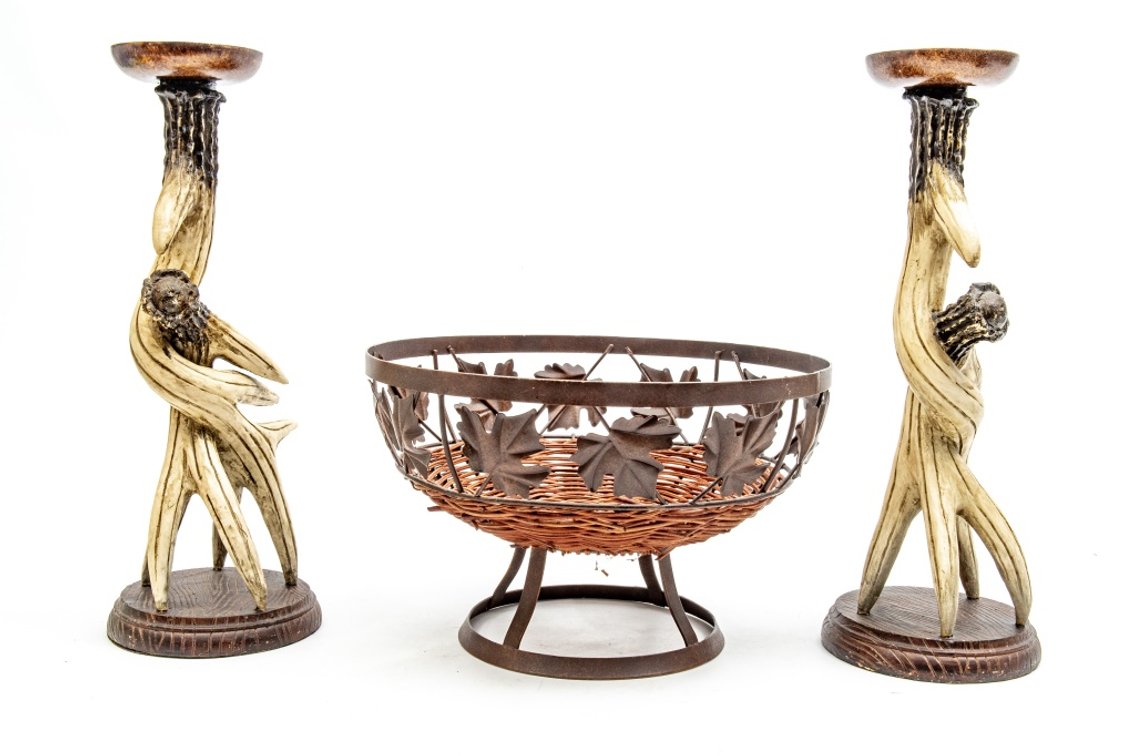 2 Composite Antler Candle Holders & Centerpiece