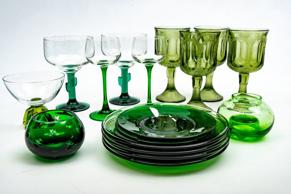 Green Glass & Crystal - Fostoria, Libbey, & More