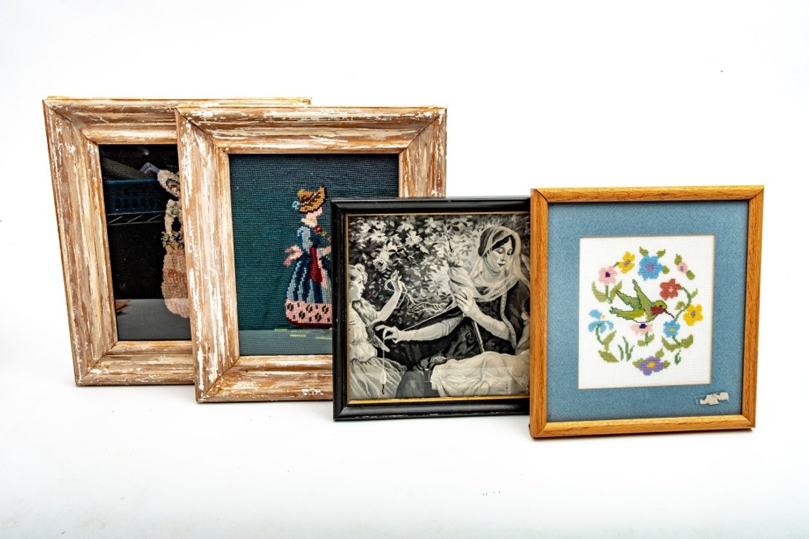 Framed Needlepoint & Woven Wall Art