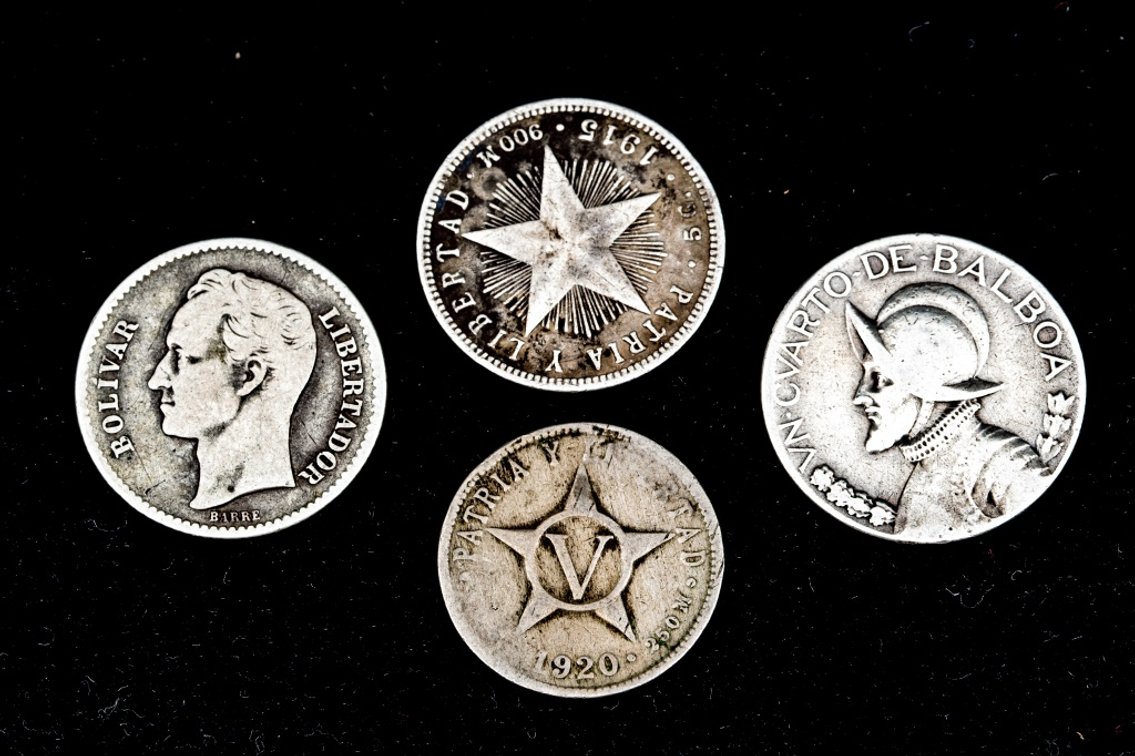 4 x Cuban & S. American Silver Coins