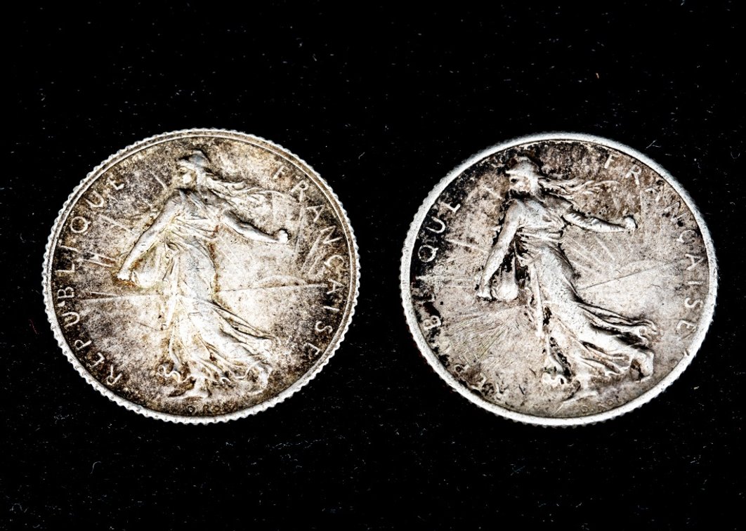 1917, 18 French 1 Franc Silver Coins