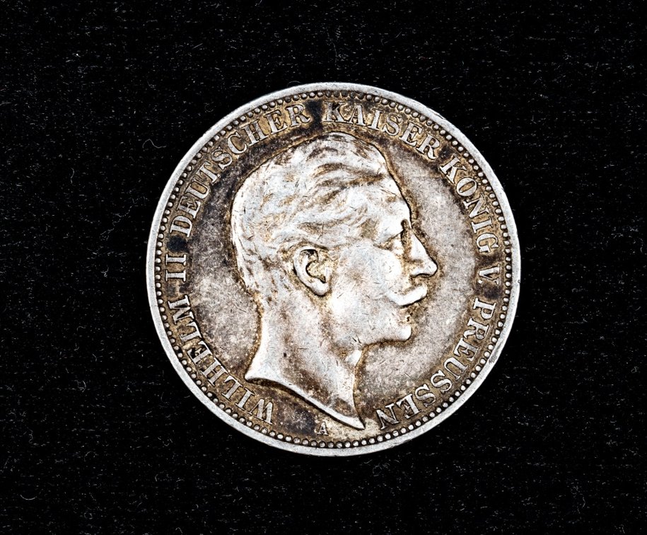 1909 German States Prussia 3 Mark Silver Coin