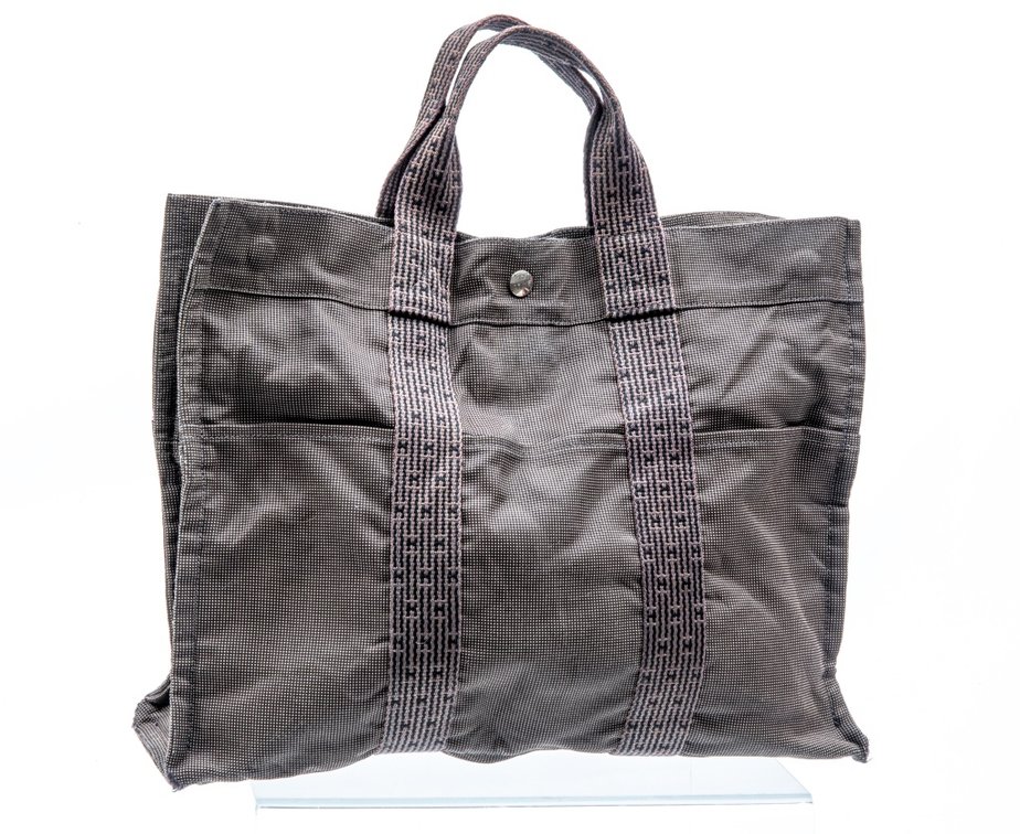 Hermes Tote- Herline MM Canvas Tote in Grey