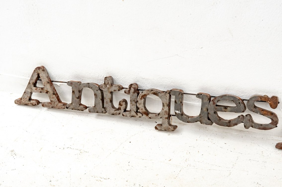 Two Welded Metal "Antiques" Signs 3D Letters