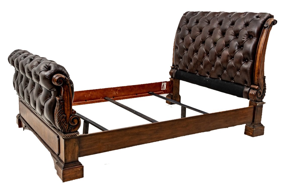 Tufted Leather Queen Sleigh Bed- Ashley