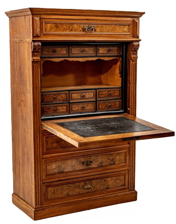 Butler's Desk/ Secretaire- Walnut Burl