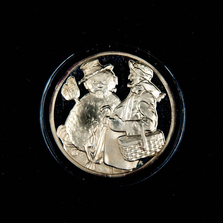 Sterling Silver Round- Norman Rockwell- "Winter"