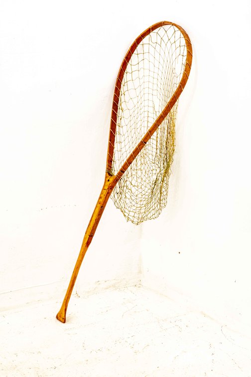 Old Paddle Handled Wooden Fishing Net