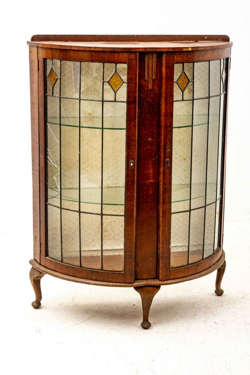 Art Deco Bow Front Curio Cabinet